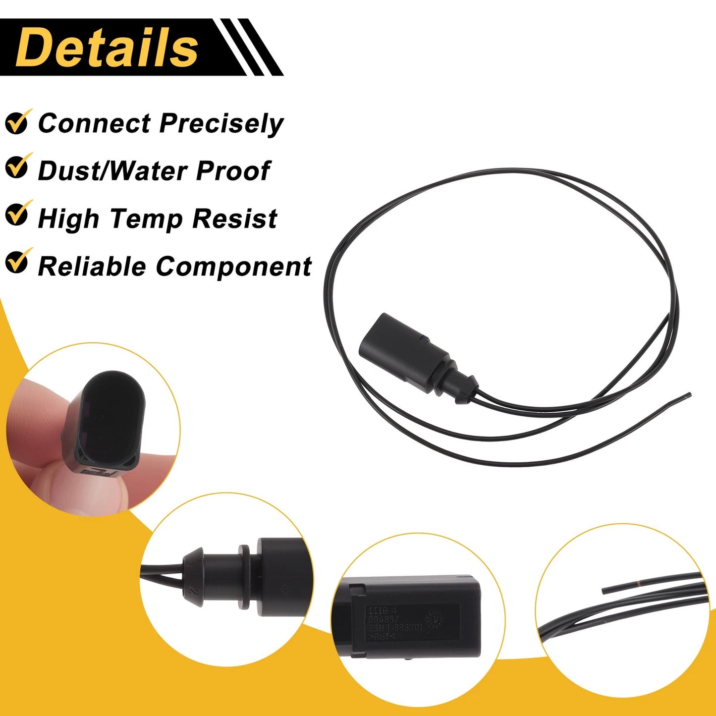 2 Pin Brake Pad Sensor Connector Plug for Volkswagen Passat (2001–2021) No. 1J0973802