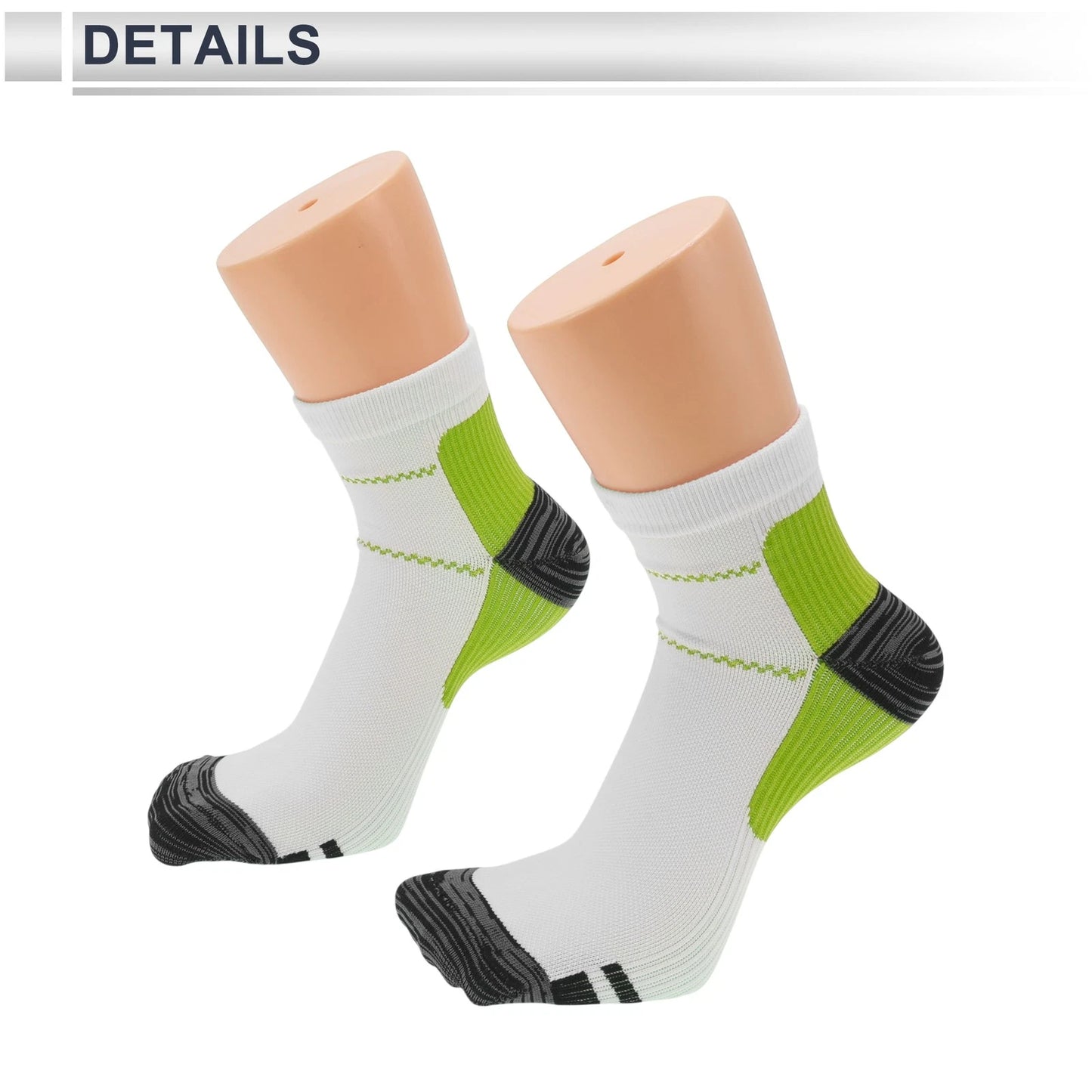 Cycling Socks Anti-Friction Shock Absorption Size M Low-Cut Green White