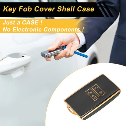 TPU Silicone Car Key Case for VW Golf (2000–2014) - Blue Gold Edge