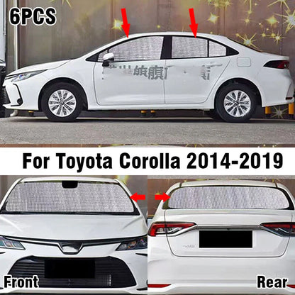 6X Front Side Rear Window Windshield Privacy Sunshade for Toyota Corolla (2014–2019)