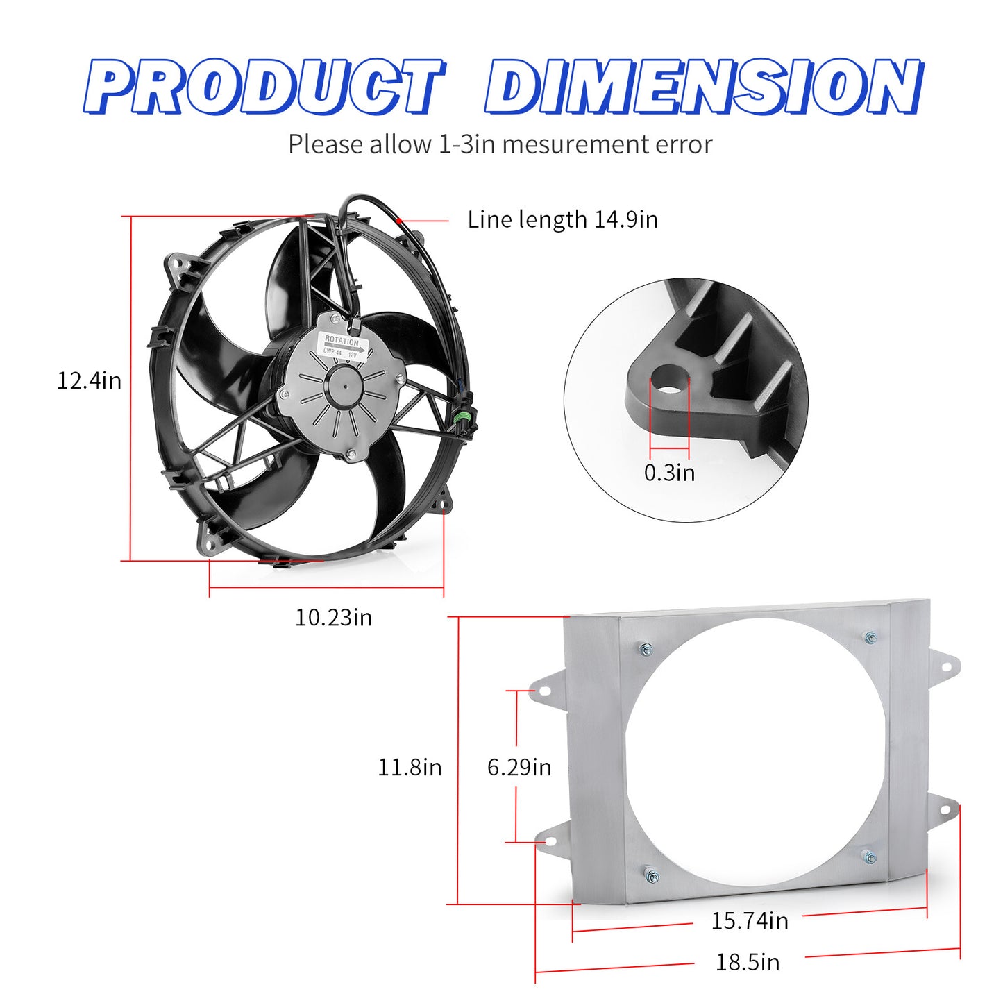 Radiator Cooling Fan with Shroud for Polaris Ranger 700 800 900 (2006–2019)