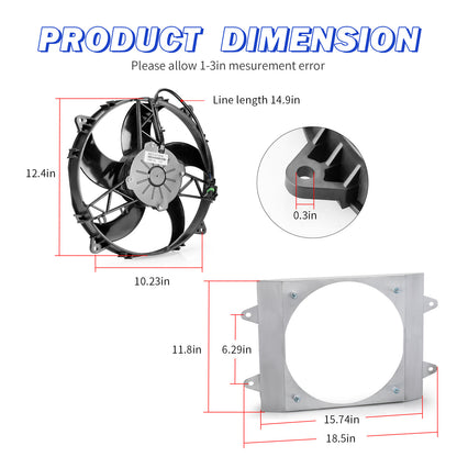 Radiator Cooling Fan with Shroud for Polaris Ranger 700 800 900 (2006–2019)