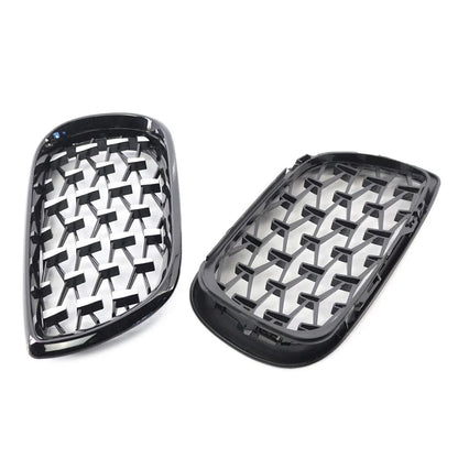 Front Grille Diamond Meteor Style Trim Black for BMW E46 2002-2005