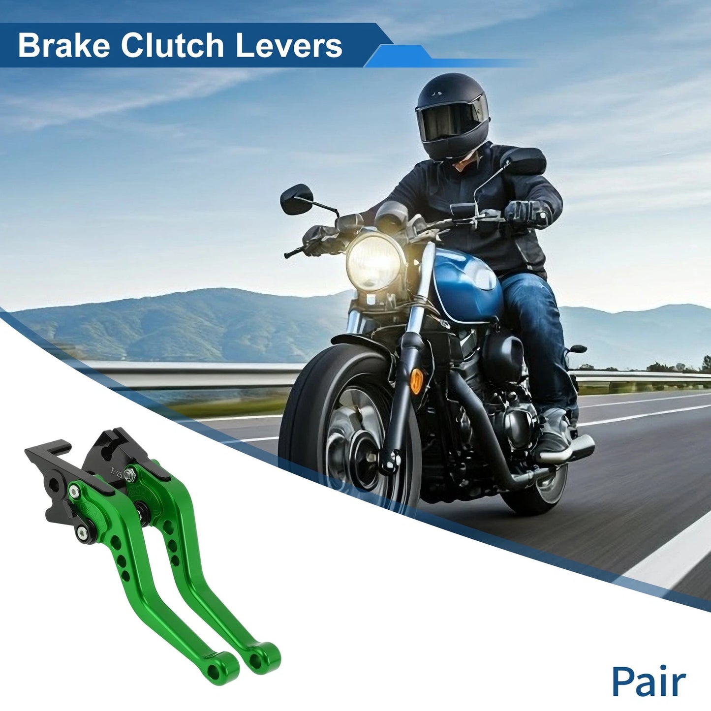 Adjustable Short Brake Clutch Levers for Kawasaki Ninja 300/Z300 (2013–2017) Green