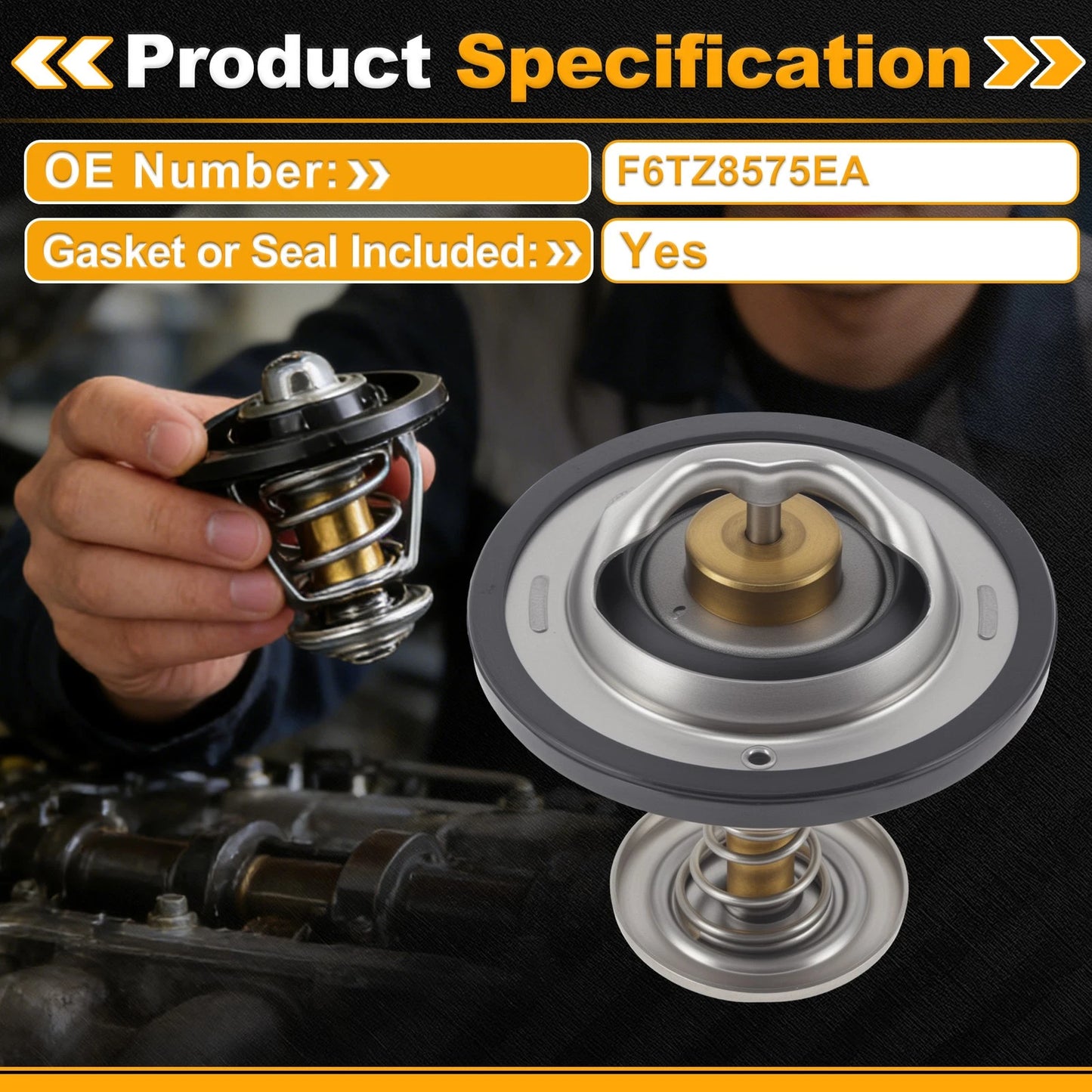 Engine Coolant Thermostat F6TZ8575EA for Ford F250 (1996–1997) with Seal