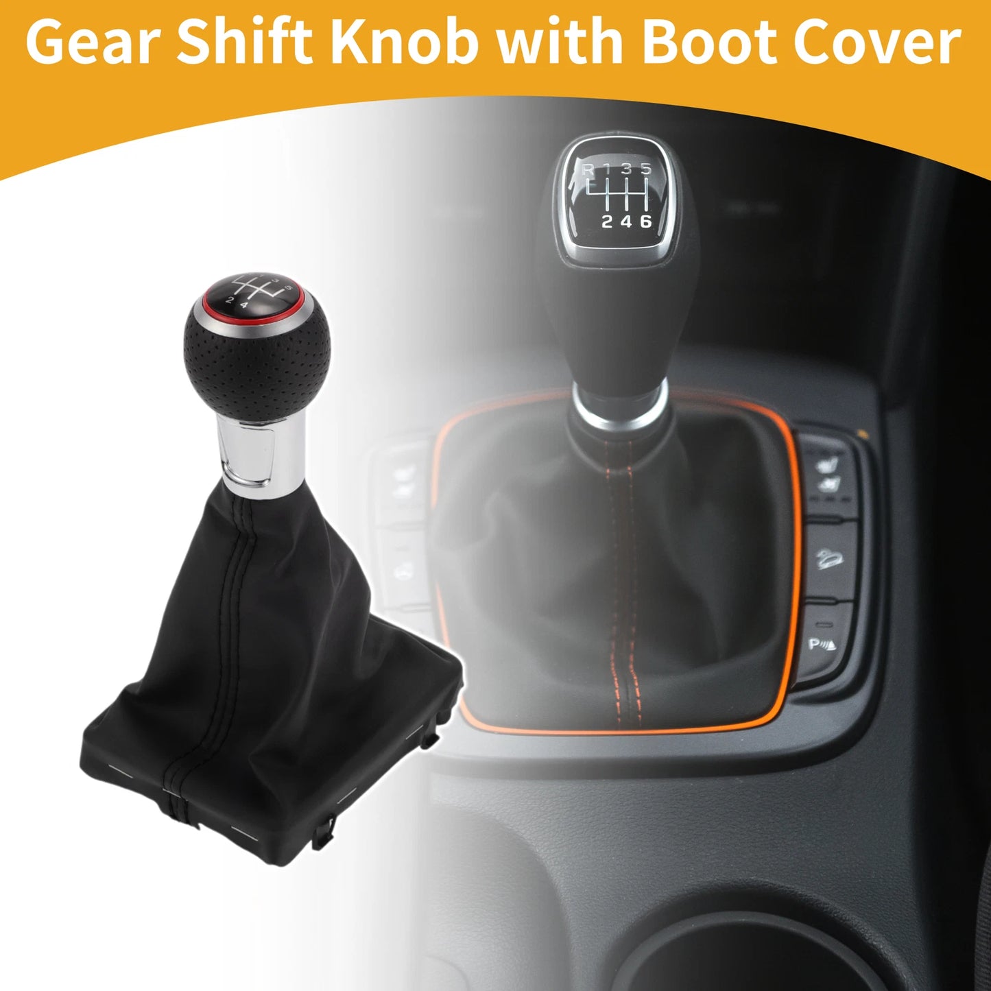 5 Speed Gear Shift Knob with Boot for Audi A3 (2008–2013) Faux Leather