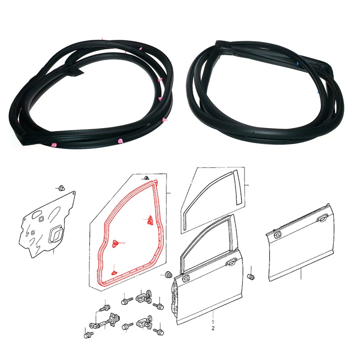 Set of 4 Door Weatherstrips for Honda Fit (2003–2008)