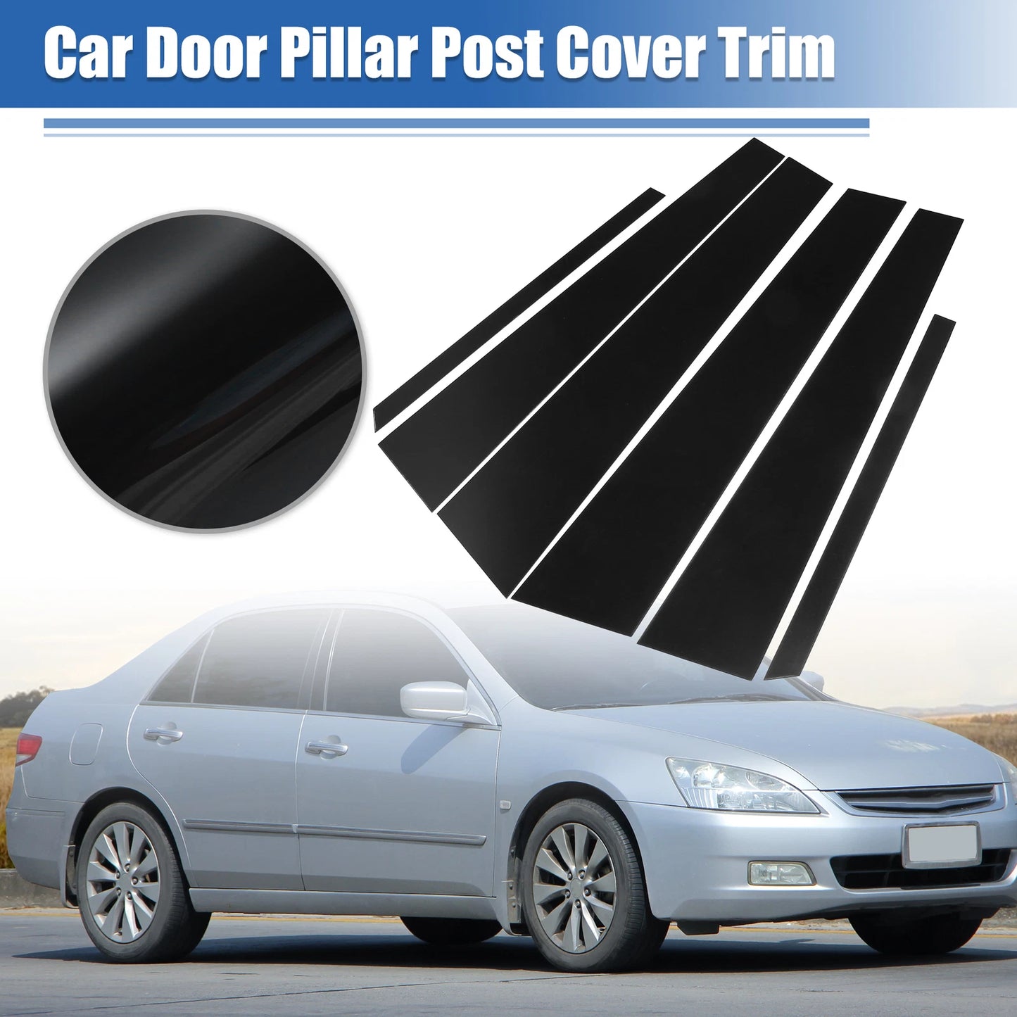Glossy Black Door Window Pillar Posts Cover Trim for Honda Accord (2003–2007)
