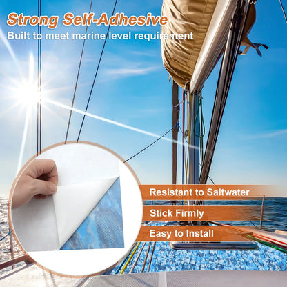 Self-Adhesive Boat Flooring Strip 96" L x 38" W EVA Camo Blue