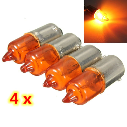 4 x Mini Indicator Bulbs Halogen BA9S Base Amber for Motorcycle