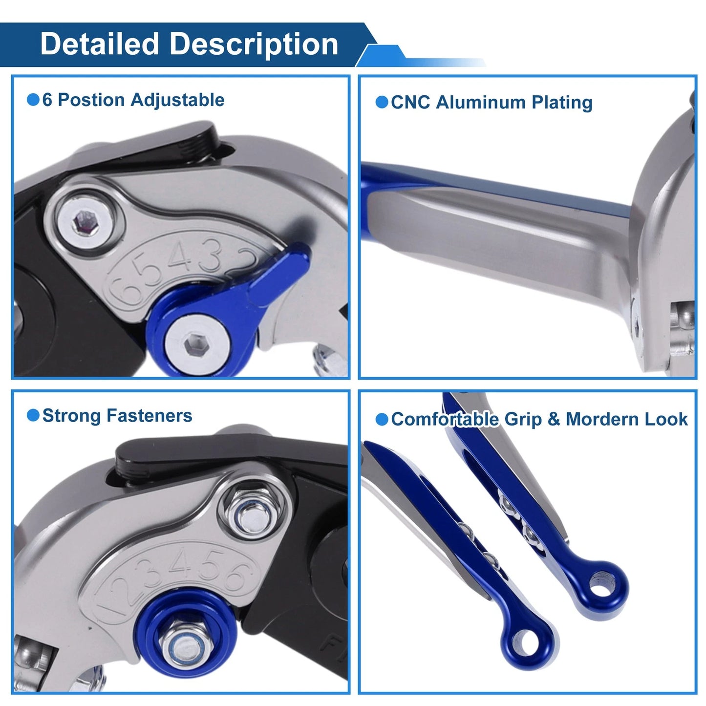 Adjustable Brake Clutch Levers for Kawasaki ZZR600 (1990–2006) Titanium Blue