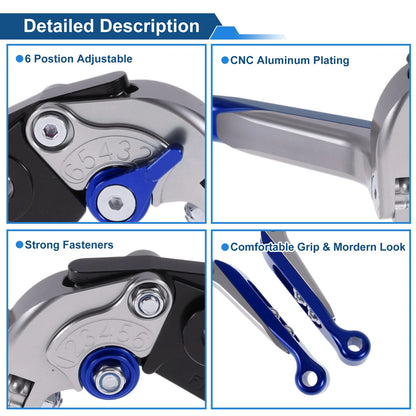 Adjustable Brake Clutch Levers for Kawasaki ZZR600 (1990–2006) Titanium Blue