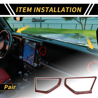 1 Pair A Pillar Speaker Cover Trim for Jeep Wrangler JL JLU (2018–2023) Carbon Fiber Red