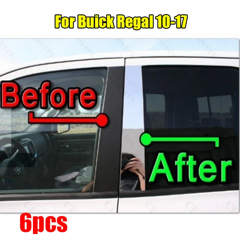 6 x Chrome Pillar Trim Door Cover Mirrored Post for Buick Regal (2010–2017)