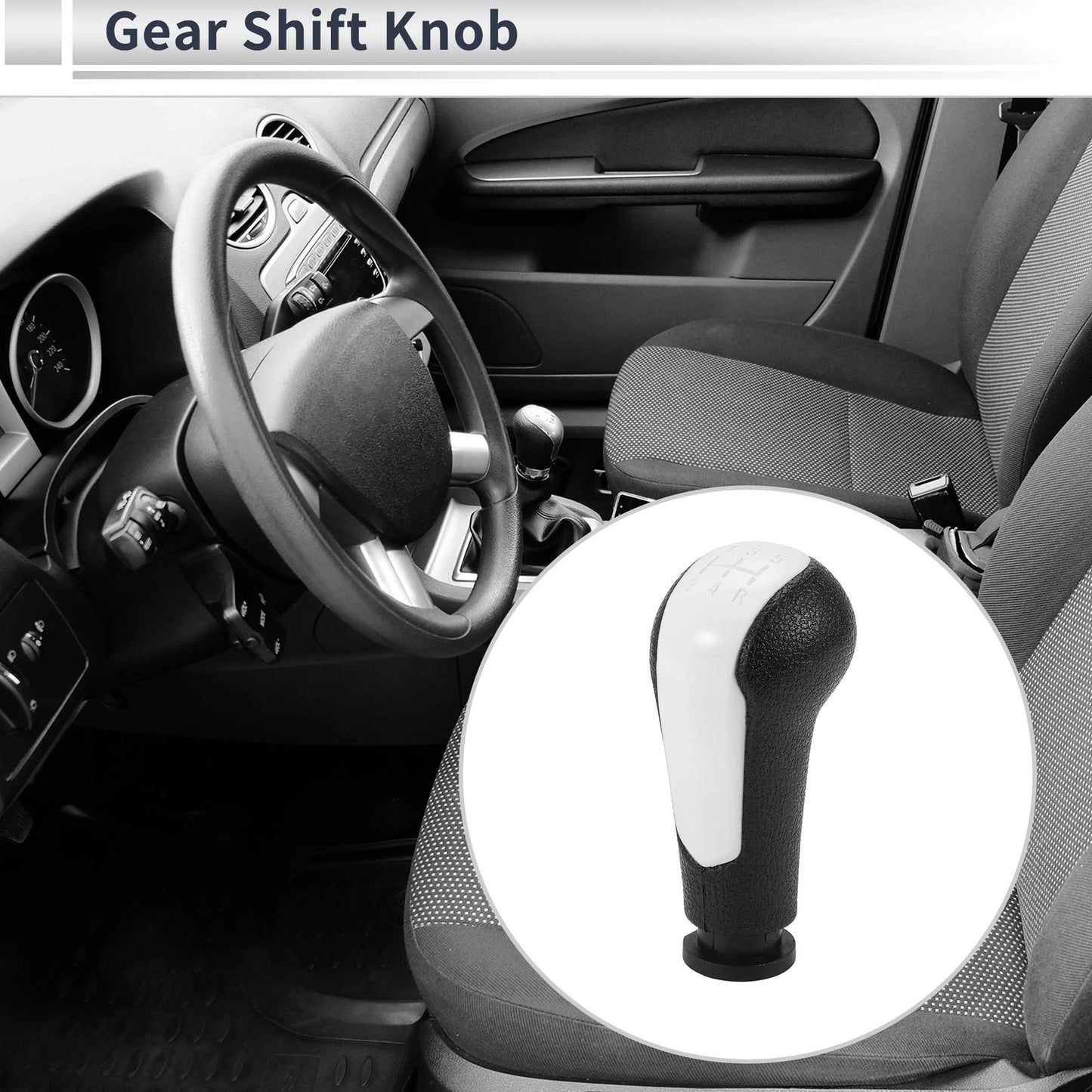 5 Speed Shift Knob for Chevrolet Spark (2013–2022) White Black