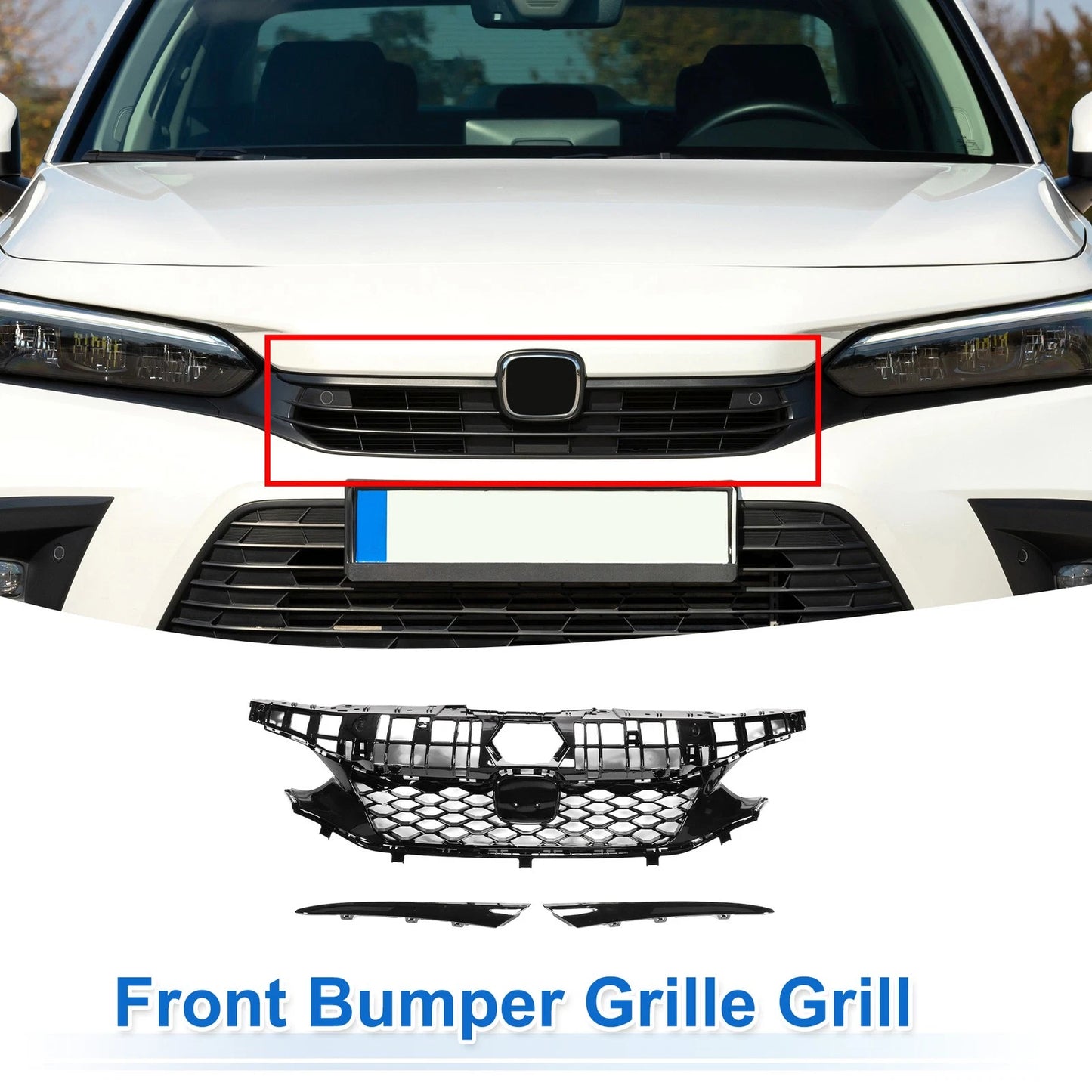 Front Upper Hood Bumper Grille for Honda Civic (2022–2024) Type-R Style