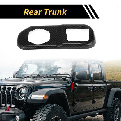 Rear Trunk Lock Panel Cover for Jeep Wrangler JL JLU (2018–2024) Carbon Fiber Black