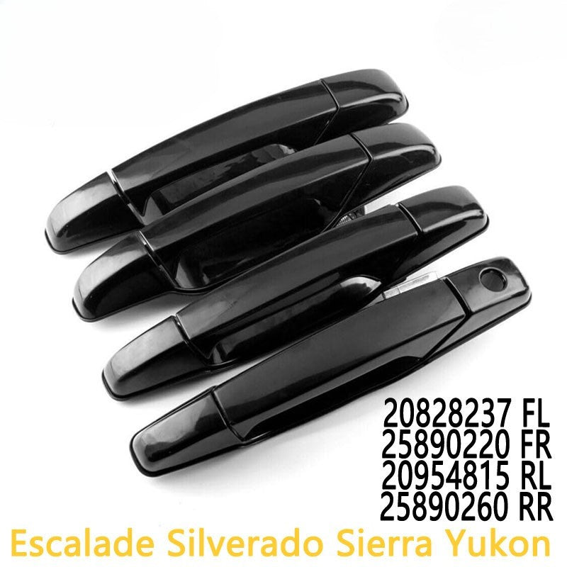 Set of 4 Gloss Black Door Handles for Chevy Tahoe Silverado GMC Yukon (2007–2014)