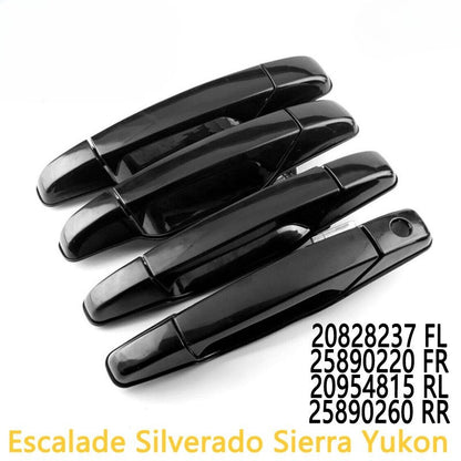 Set of 4 Gloss Black Door Handles for Chevy Tahoe Silverado GMC Yukon (2007–2014)
