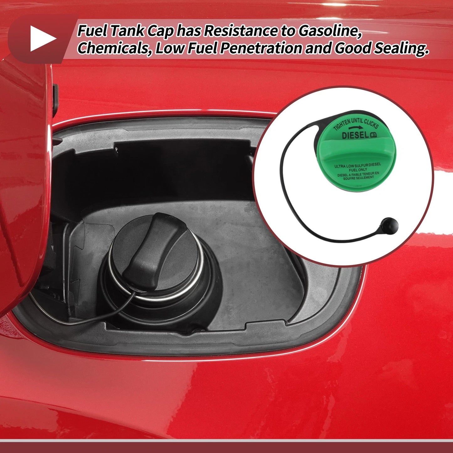 Gas Fuel Cap Cover for GMC Sierra 2500 HD 3500 HD (2007–2019) Green