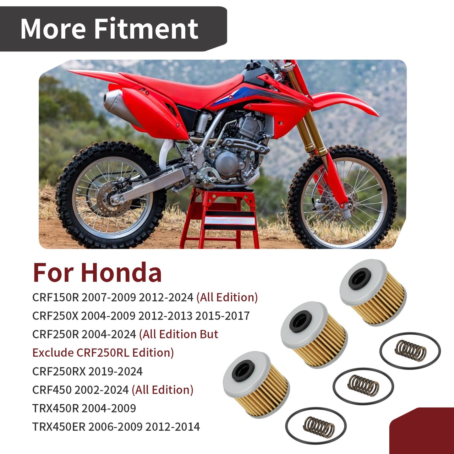 3X Oil Filter O-Ring Spring for Honda CRF250X (2004–2009, 2012–2013, 2015–2017)