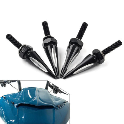 Windshield Spike Bolts 4 x Aluminum Black & White for Harley Road Glide (2015+)