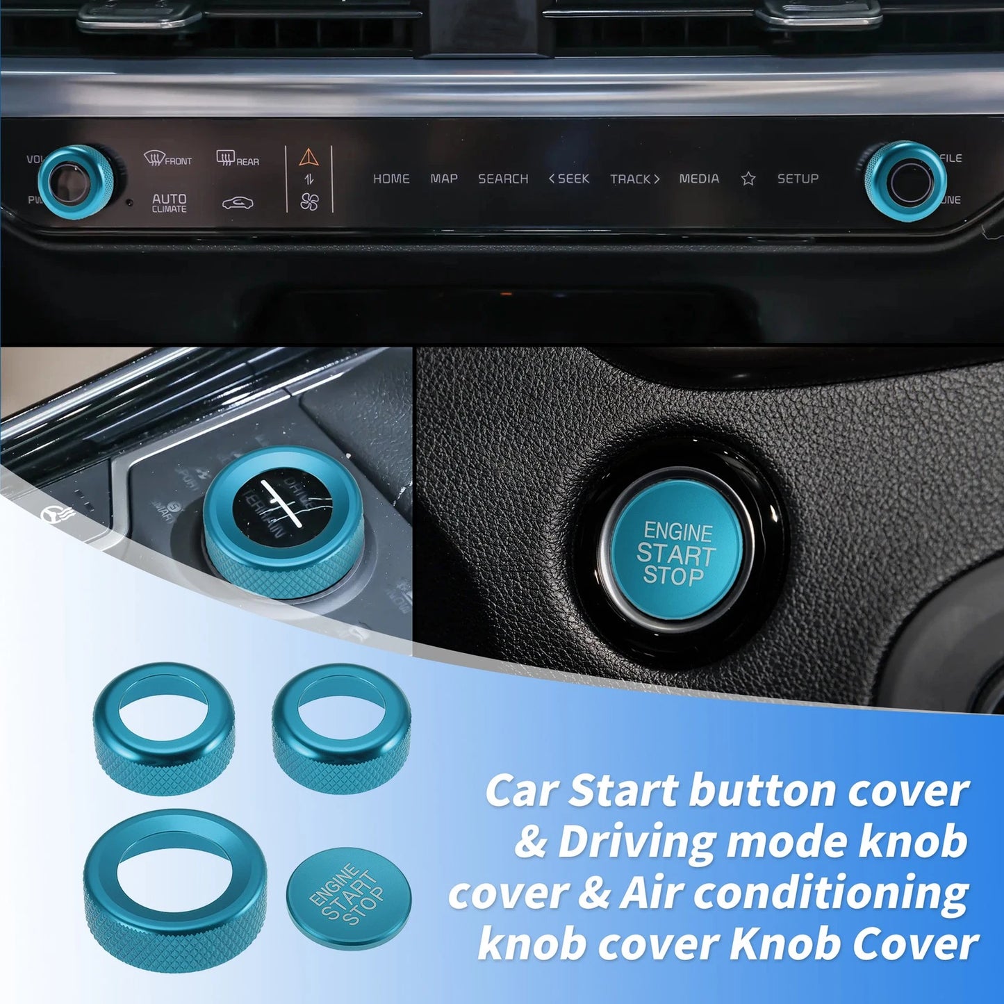 Control Switch Knob Cover Trim Ring for Kia Sorento (2016–2023) - Lake Blue