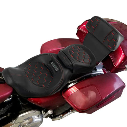 Driver Passenger Seat Backrest for Harley Road Glide (2014-2023) Red Stitching