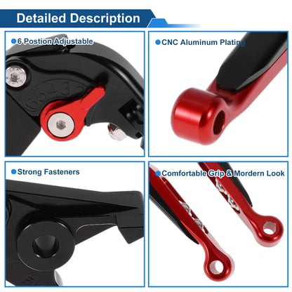 Adjustable Brake Clutch Levers for Kawasaki ER-5 (2004–2005) Black Red