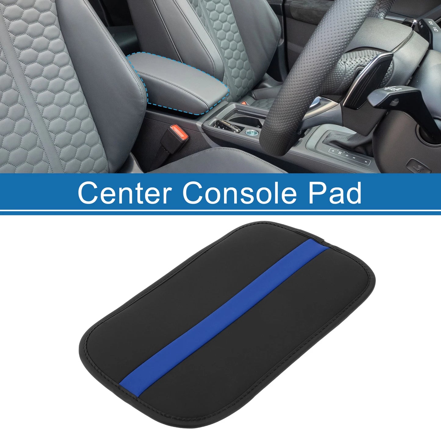 Armrest Cushion Pad for Car (12.20"x7.48", Microfiber Leather, Black)