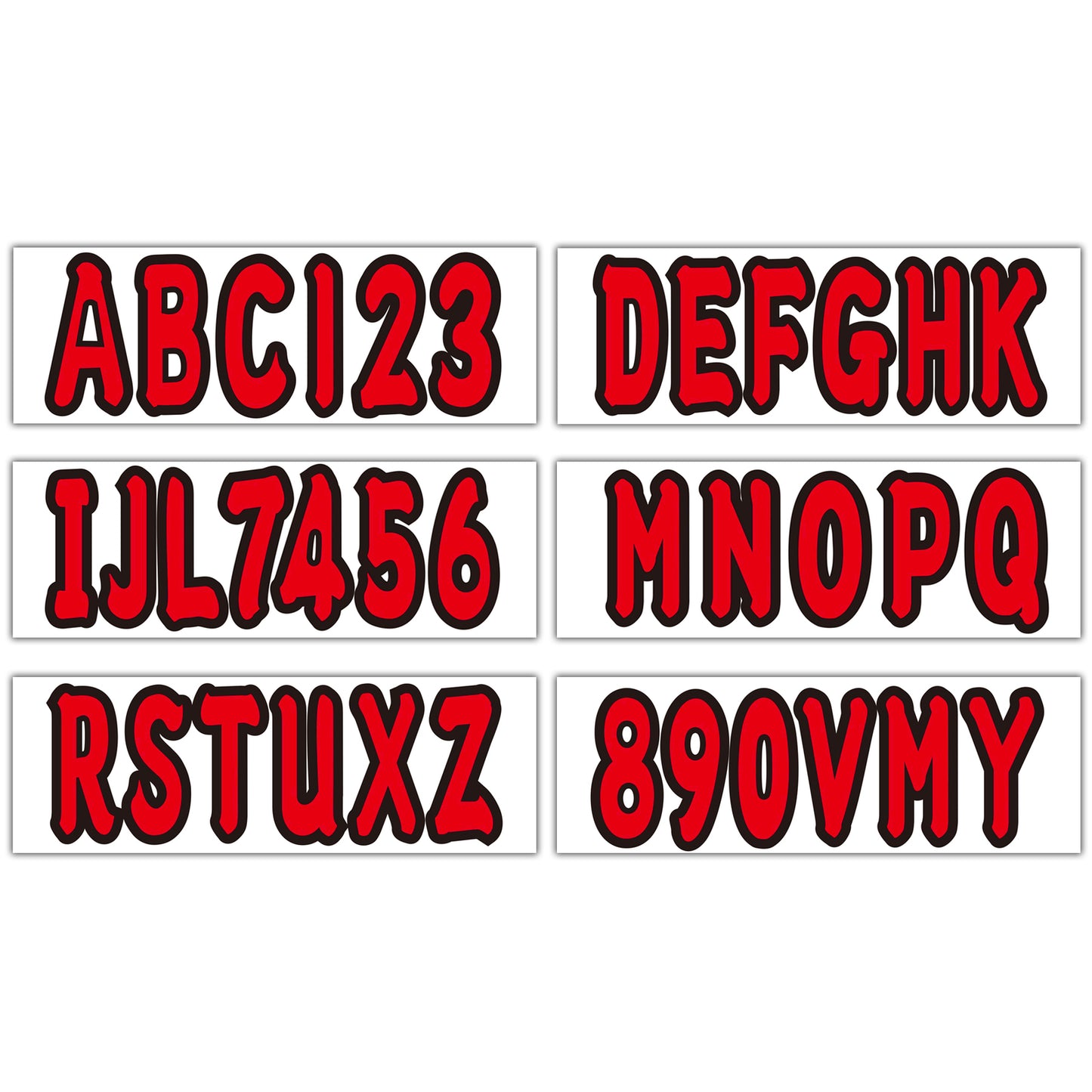 Set of 4 Custom Boat Registration Numbers Decals A-Z & 0-9 (Red)