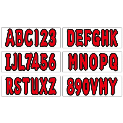 Set of 4 Custom Boat Registration Numbers Decals A-Z & 0-9 (Red)