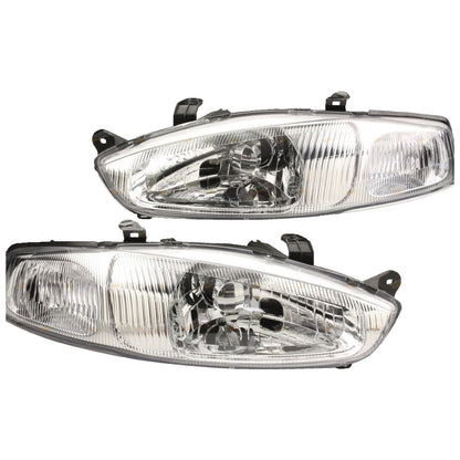 Set of 2 Chrome Headlights for Mitsubishi CE Lancer Mirage (1998–2004)