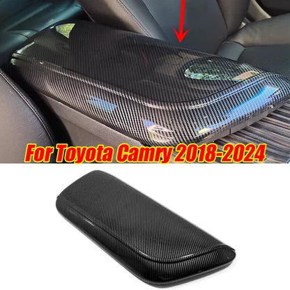 Carbon fiber armrest storage box cover trim for Toyota Camry (2018–2024)