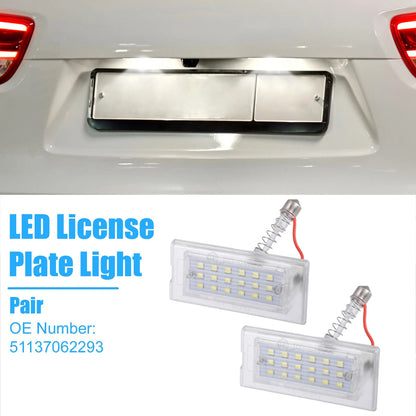 2X White LED License Plate Light 51137062293 for BMW X5 (2002–2006)
