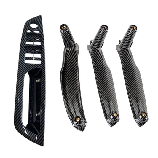 4x Carbon Fiber Inner Door Pull Handle Trim Covers for BMW X5 X6 (2007-2013)
