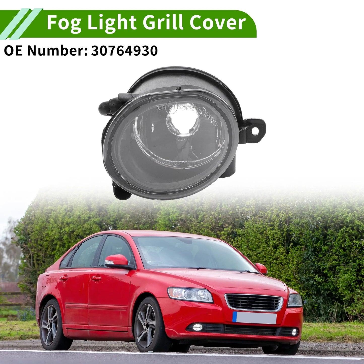1 Pc Fog Light Grill for Volvo S40 (2008–2011) No. 30764930 Clear