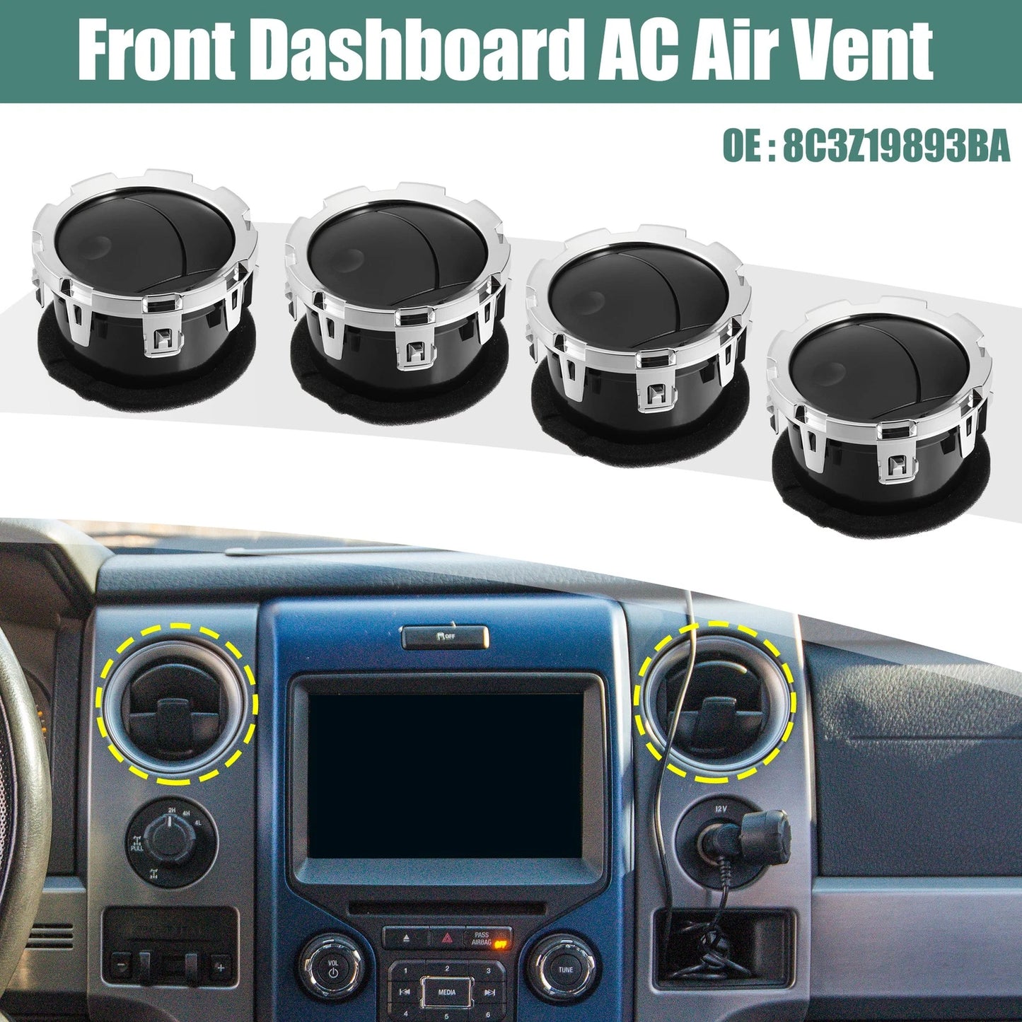 Set of 4 AC Air Vents 8C3Z19893BA for Ford F-250 Super Duty (2008–2016)