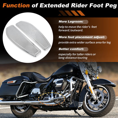 Anti-Slip Stretched Driver Rider Floorboard for Harley Davidson (Chrome)