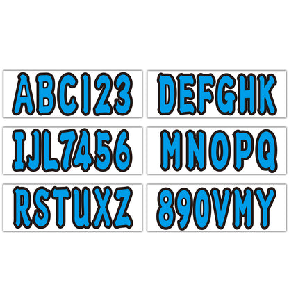 Set of 4 Custom Boat Registration Decals A-Z & 0-9 Blue