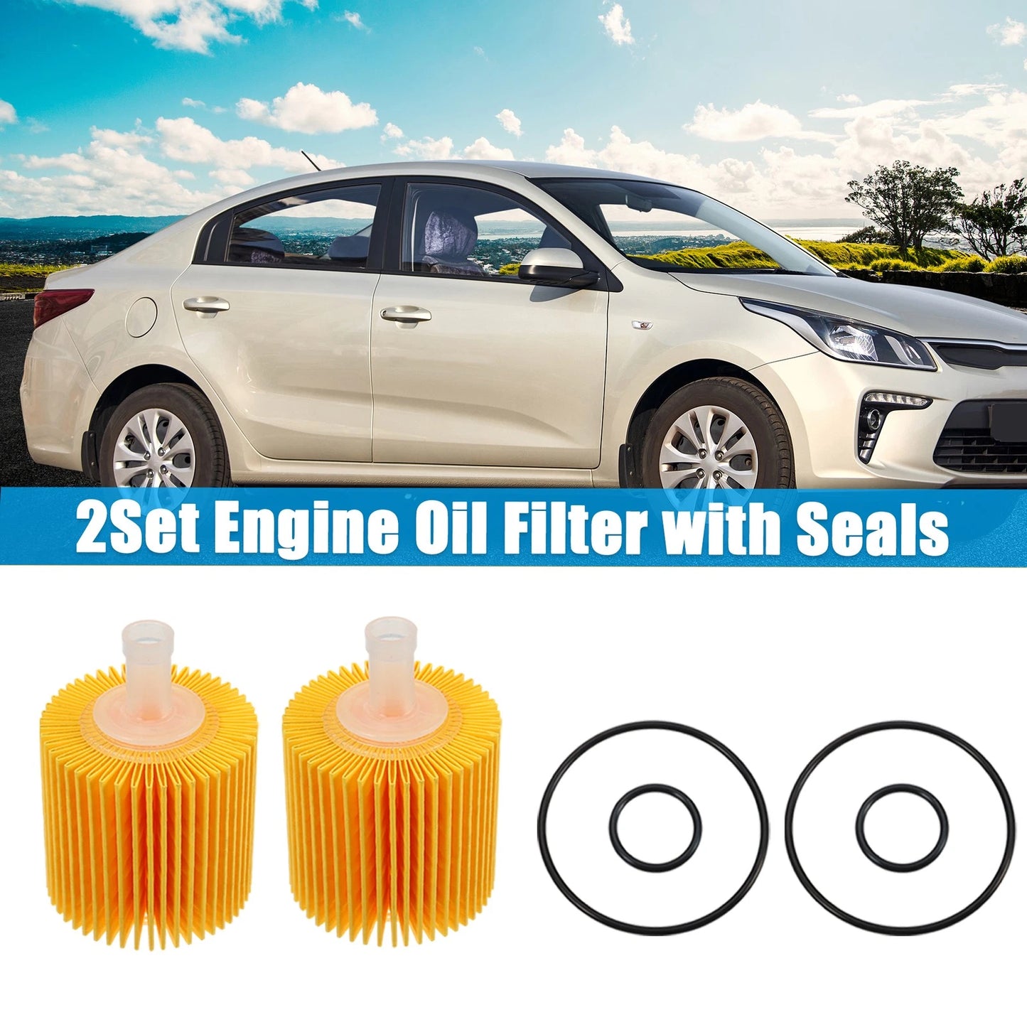 Set of 2 Engine Oil Filters 04152-YZZA1 04152-31090 04152-YZZG1 for Toyota Avalon