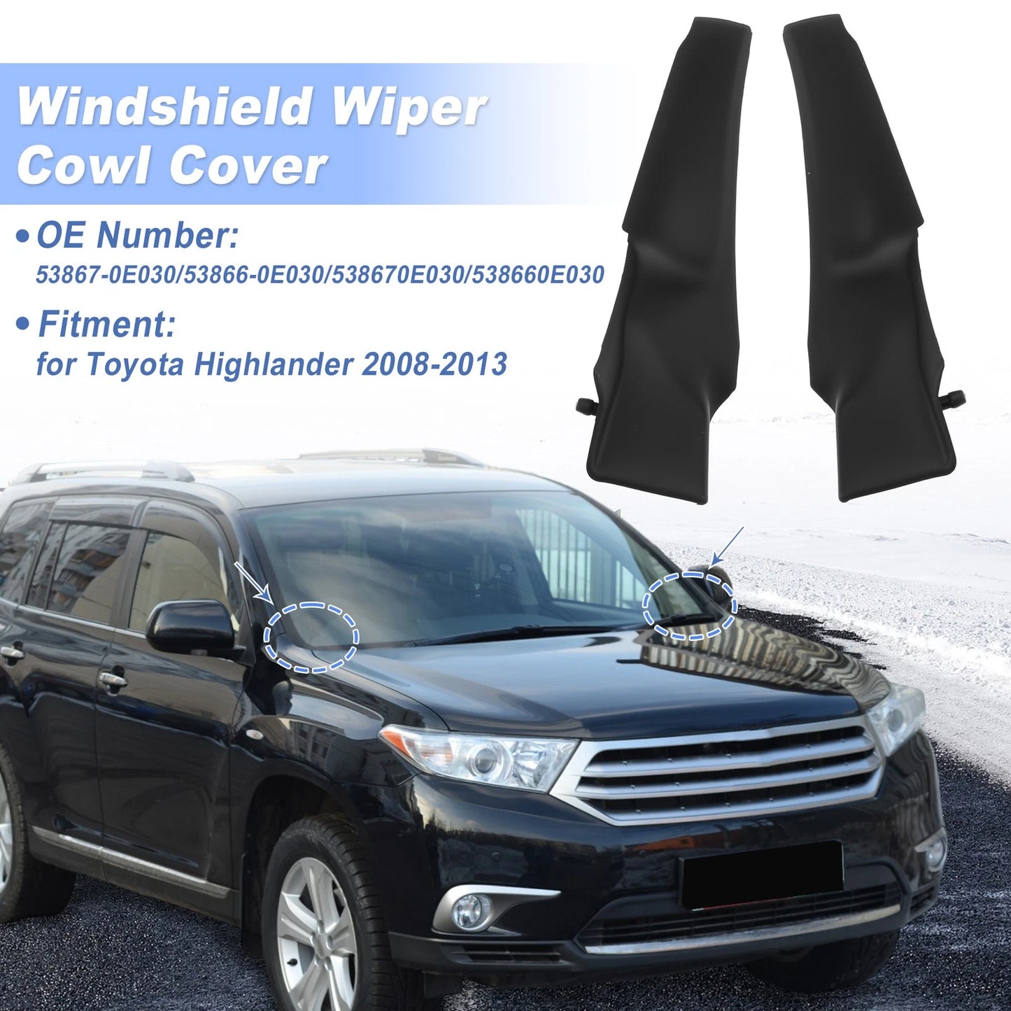Set of 2 Windshield Cowl Replacement for Toyota Highlander (2008–2013) 53867-0E030