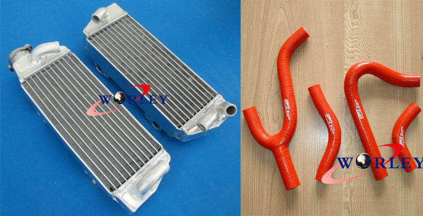 Aluminum Radiator with Red Hose for KTM 250 300 380 EXC/MXC/SX (1998–2003)