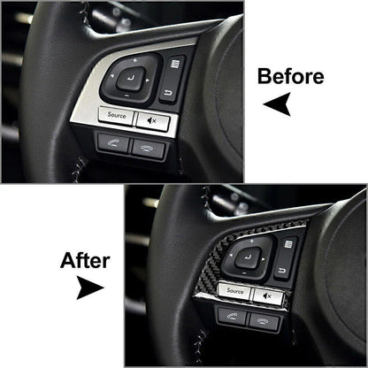Carbon Fiber Steering Wheel Button Trim Cover for Subaru Forester (2013-2018)