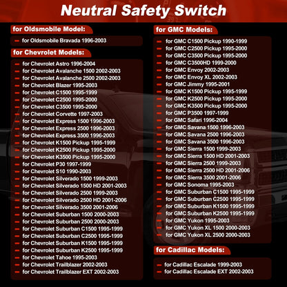 Neutral Safety Switch with Wire for Cadillac Chevy GMC 4L60E 4L80E