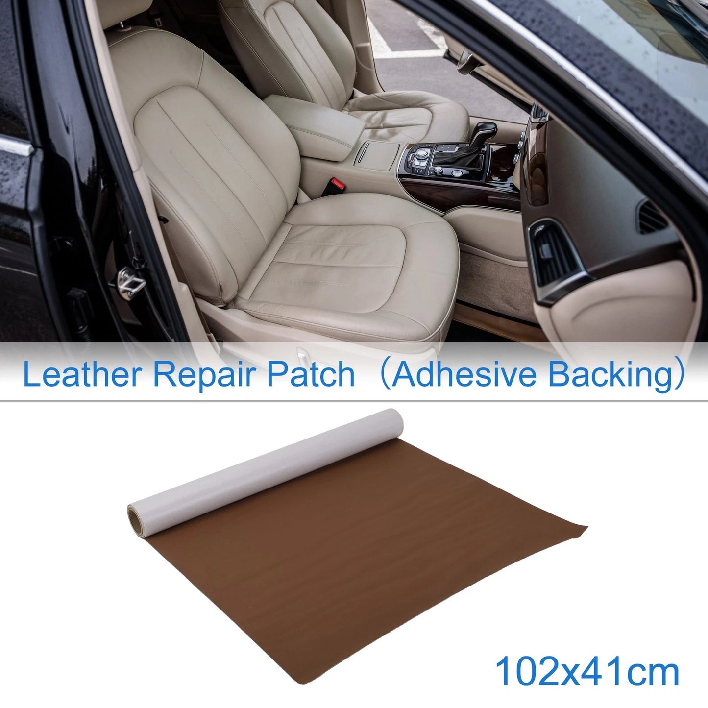 Self Adhesive Leather Repair Patch Tap for Car Seat Sofa (Light Brown)