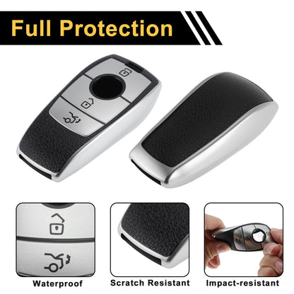 Silver Tone Key Case for Mercedes-Benz A-Class W177 (2017–2021) - 3 Buttons