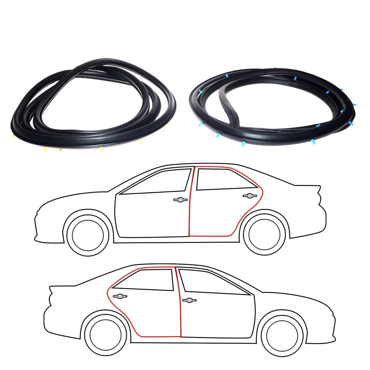 Rear Door Weatherstrip Set for Datsun Sunny B310 1977–1981