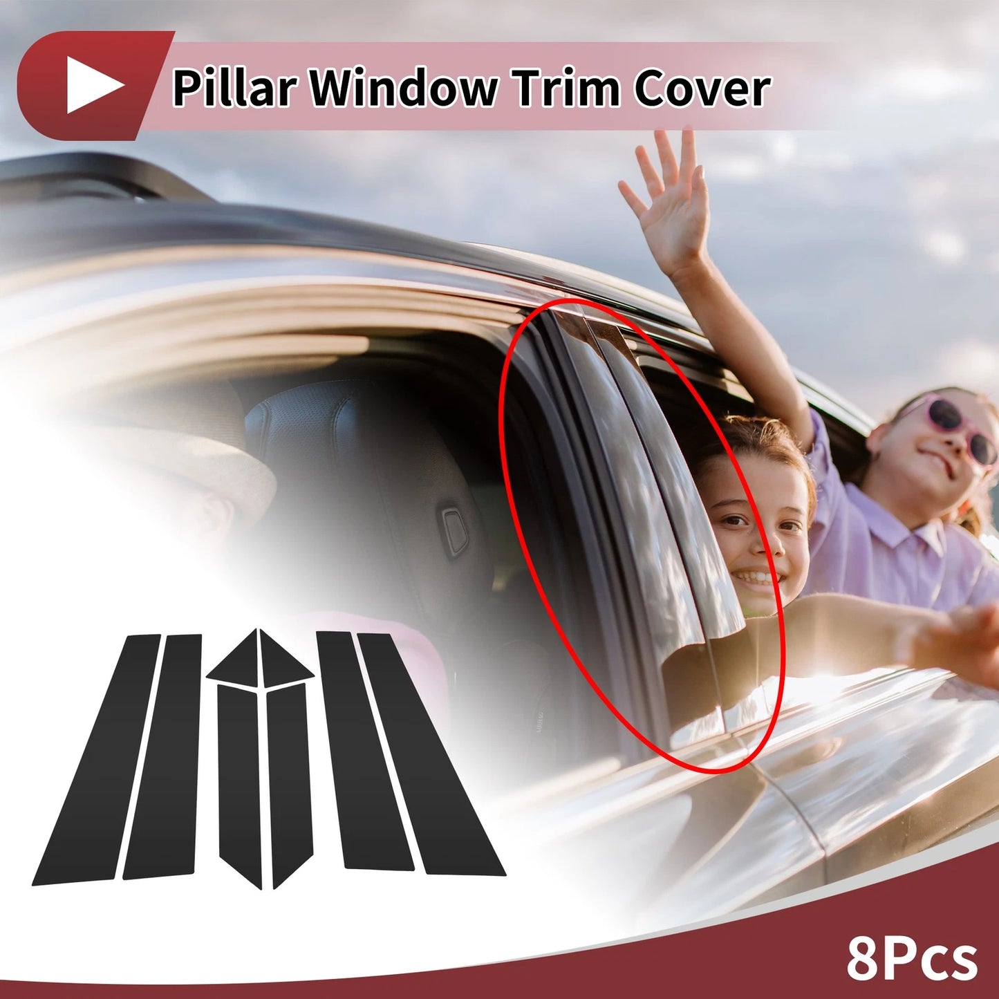 Set of 8 Door Pillar Window Trim for Jaguar E-Pace (2018–2024)