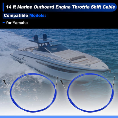 2 pcs Throttle Shift Control Cable for Yamaha Boat (14 ft)